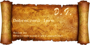 Debreczeni Imre névjegykártya